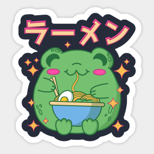 Kawaii Frog Eating Ramen Japanese Food Sticker